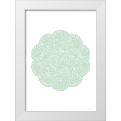 Mandala Green White Modern Wood Framed Art Print by Artographie Studio