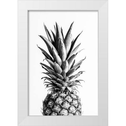 Pineapple Black a White 01 White Modern Wood Framed Art Print by Artographie Studio
