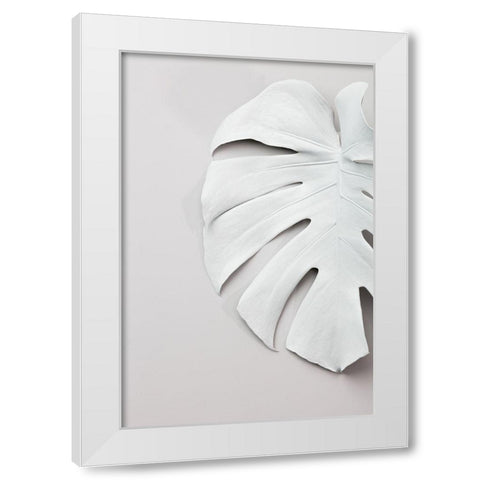 Monstera White 01 White Modern Wood Framed Art Print by Artographie Studio