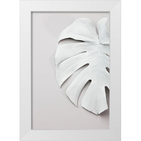 Monstera White 01 White Modern Wood Framed Art Print by Artographie Studio