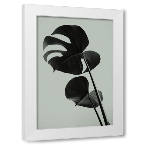 Monstera Teal 01 White Modern Wood Framed Art Print by Artographie Studio