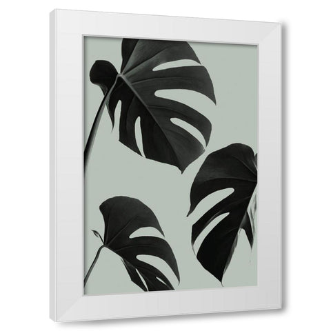 Monstera Teal 05 White Modern Wood Framed Art Print by Artographie Studio