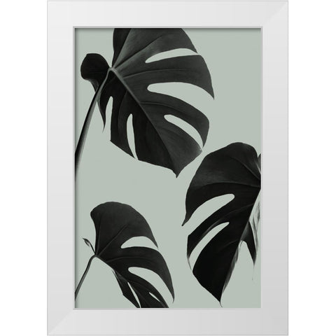 Monstera Teal 05 White Modern Wood Framed Art Print by Artographie Studio