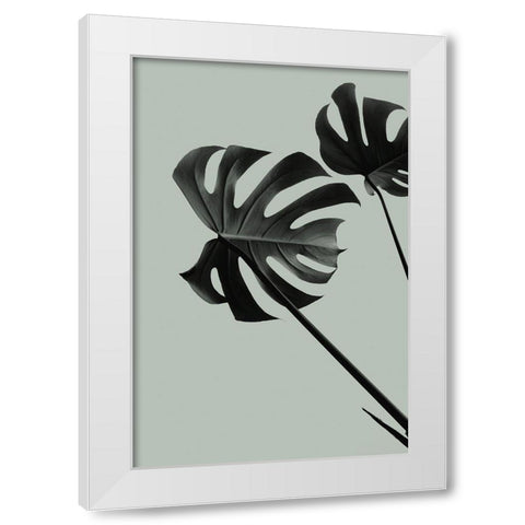 Monstera Teal 09 White Modern Wood Framed Art Print by Artographie Studio