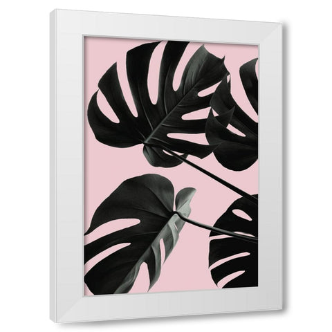 Monstera Pink No 01 White Modern Wood Framed Art Print by Artographie Studio