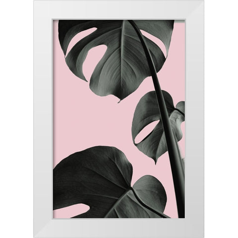 Monstera Pink No 03 White Modern Wood Framed Art Print by Artographie Studio