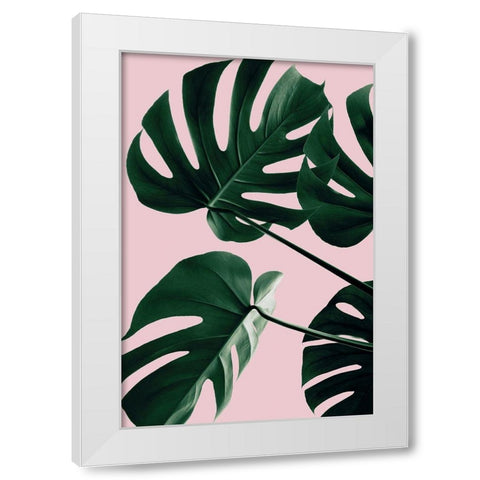 Monstera Pink No 08 White Modern Wood Framed Art Print by Artographie Studio