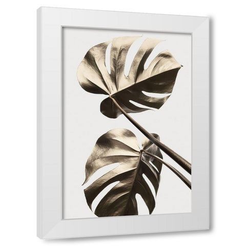 Monstera Gold 08 White Modern Wood Framed Art Print by Artographie Studio