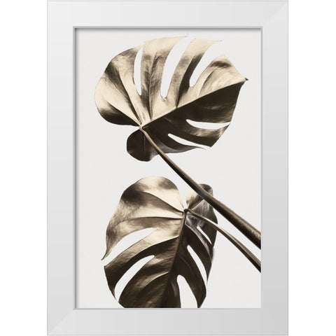 Monstera Gold 08 White Modern Wood Framed Art Print by Artographie Studio