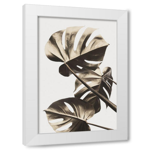 Monstera Gold 09 White Modern Wood Framed Art Print by Artographie Studio