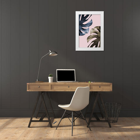 Monstera Pink Light 01 White Modern Wood Framed Art Print by Artographie Studio