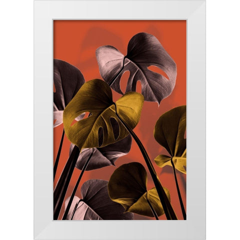 Monstera Orange 01 White Modern Wood Framed Art Print by Artographie Studio
