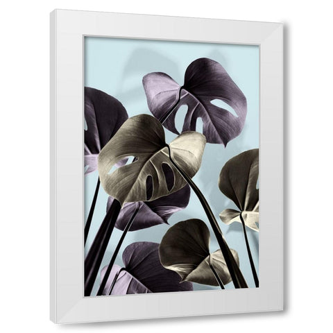 Monstera Blue 01 White Modern Wood Framed Art Print by Artographie Studio