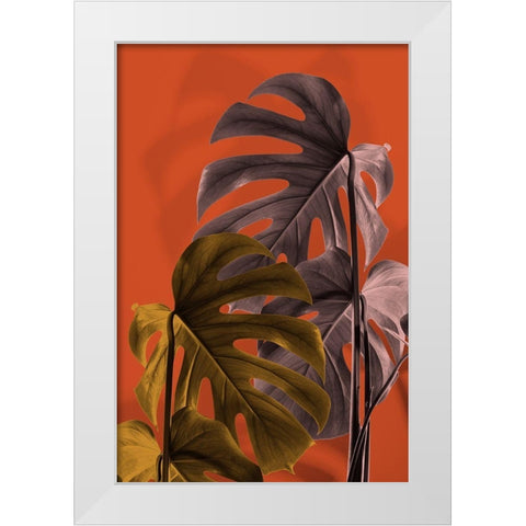 Monstera Orange 02 White Modern Wood Framed Art Print by Artographie Studio