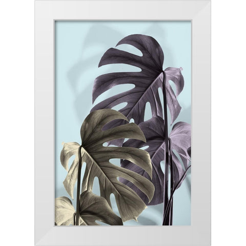 Monstera Blue 02 White Modern Wood Framed Art Print by Artographie Studio