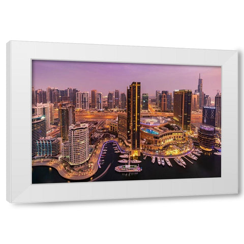 Dubai Marina Skyline White Modern Wood Framed Art Print by Shamaa, Mohammed
