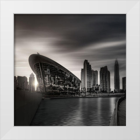 Dubai Opera-Dubai-UAE White Modern Wood Framed Art Print by Kazzaz, mohamed
