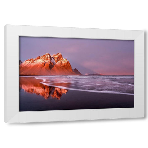 Purple wave White Modern Wood Framed Art Print by Groleau, Michel