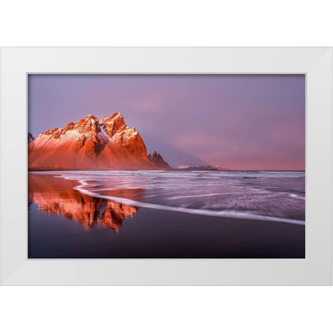 Purple wave White Modern Wood Framed Art Print by Groleau, Michel