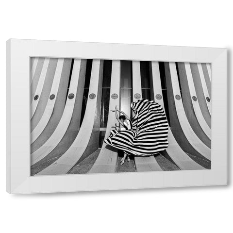 Striped Dancer White Modern Wood Framed Art Print by Lev Ari, Shay