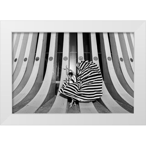 Striped Dancer White Modern Wood Framed Art Print by Lev Ari, Shay