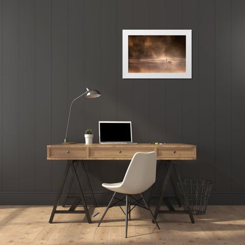 Foggy Morning White Modern Wood Framed Art Print by Zhong, John-Mei