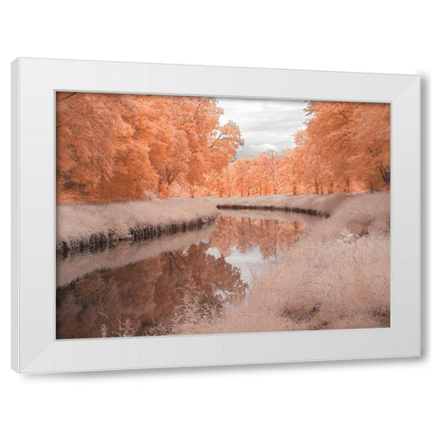 Saarkanal White Modern Wood Framed Art Print by Bauer, Klaus