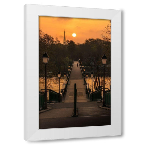 Paris at Night White Modern Wood Framed Art Print by Pacifico