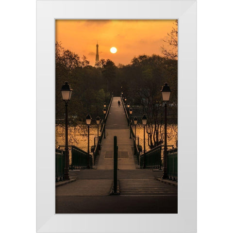 Paris at Night White Modern Wood Framed Art Print by Pacifico