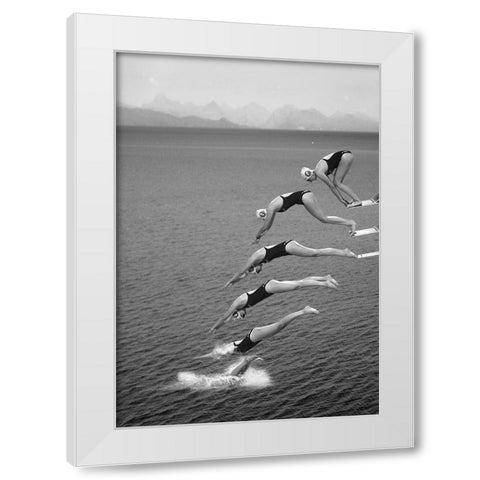 The beauty of diving White Modern Wood Framed Art Print by van Son, Greetje