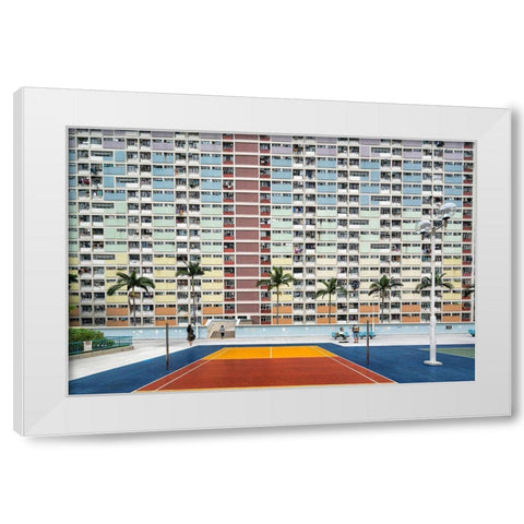 Choi Hung Estate White Modern Wood Framed Art Print by Abdualhameid, Fahad