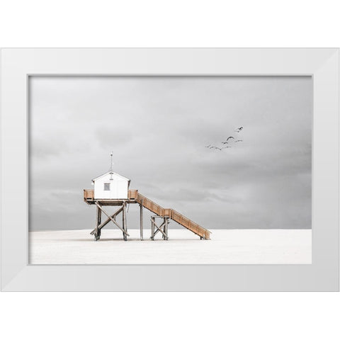 On the beach White Modern Wood Framed Art Print by Endermann, Rolf