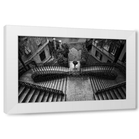 Scalinata Poli White Modern Wood Framed Art Print by Montemagno, Domenico