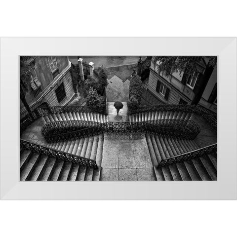 Scalinata Poli White Modern Wood Framed Art Print by Montemagno, Domenico