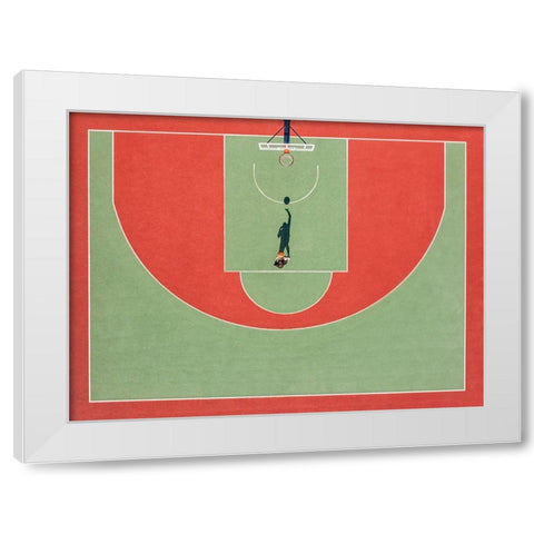 Shadow Basketball White Modern Wood Framed Art Print by Polischuk, Ekaterina
