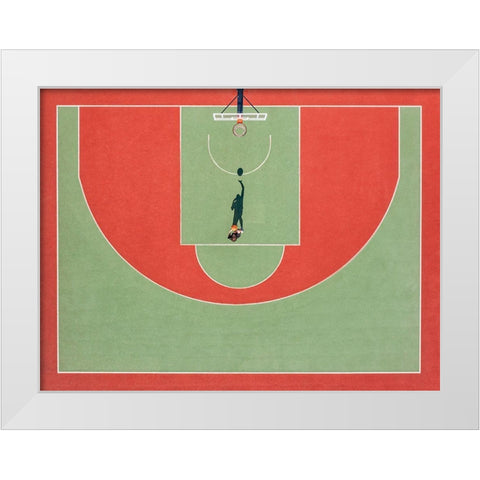 Shadow Basketball White Modern Wood Framed Art Print by Polischuk, Ekaterina