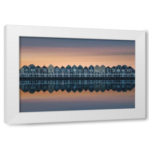 Drifting Houses White Modern Wood Framed Art Print by Franzoni, de Franzoni