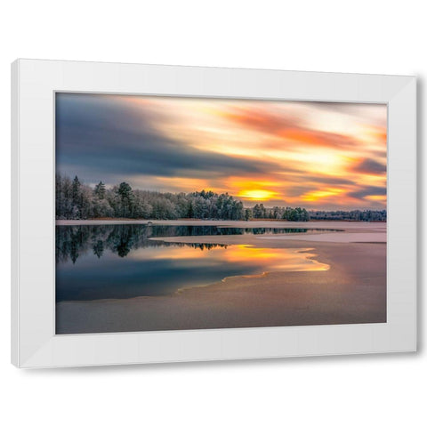 Ice Slowly Taking Over the Lake White Modern Wood Framed Art Print by Lindsten, Christian