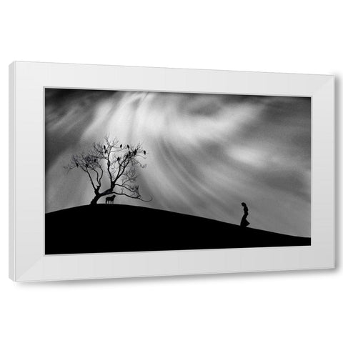 Uphill Walk White Modern Wood Framed Art Print by Hammer, Peter