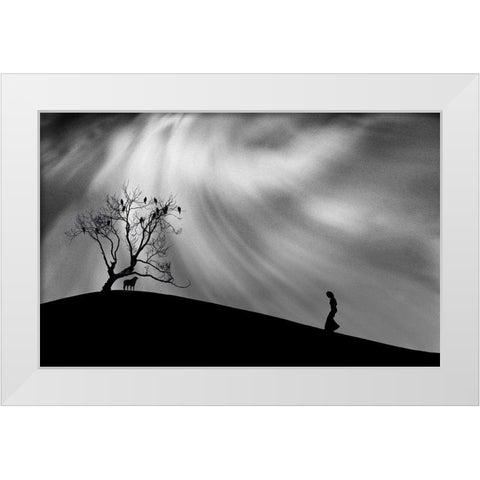 Uphill Walk White Modern Wood Framed Art Print by Hammer, Peter