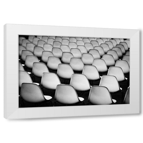 Seats White Modern Wood Framed Art Print by Pfeiffer, Peter