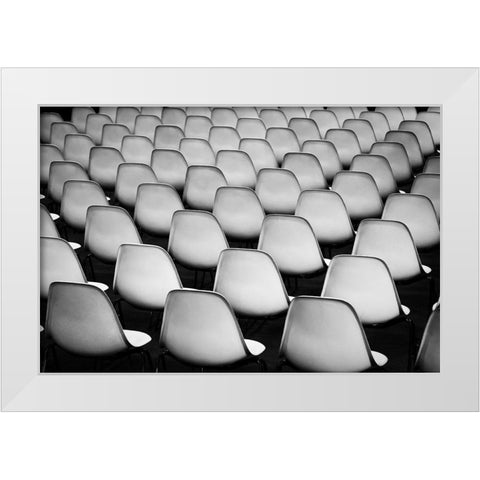 Seats White Modern Wood Framed Art Print by Pfeiffer, Peter