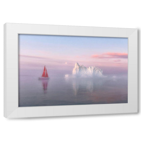 Midnight Sun White Modern Wood Framed Art Print by Jiao, Yang