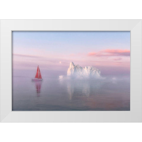 Midnight Sun White Modern Wood Framed Art Print by Jiao, Yang