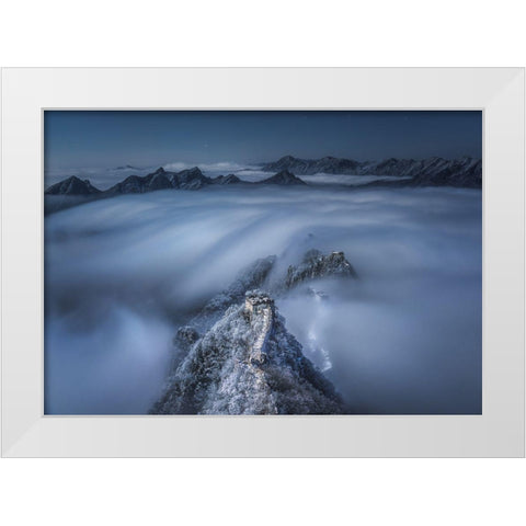 Flowing Clouds Pass over the Jian Kou Great Wall White Modern Wood Framed Art Print by Cui, Yuan