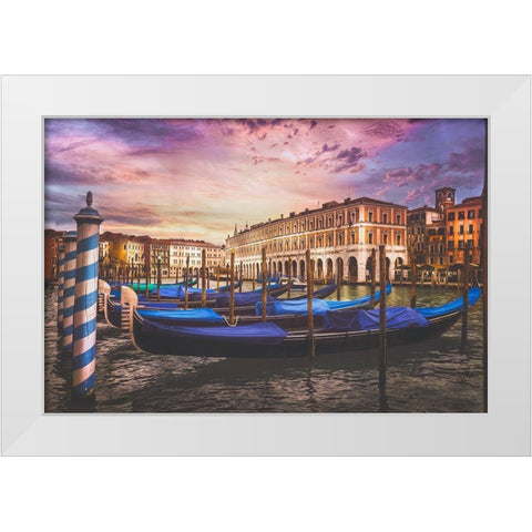 Gondolas of the Grand Canal White Modern Wood Framed Art Print by Andria, Miary