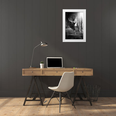 Ballet Hold White Modern Wood Framed Art Print by Petrocca, Domenico