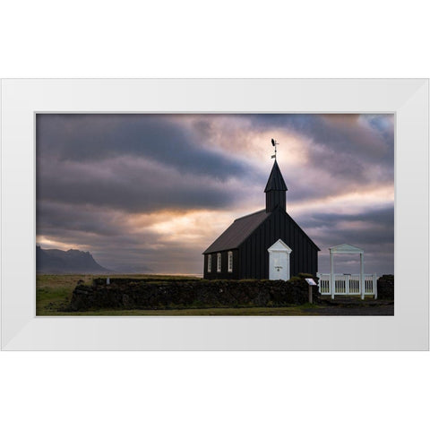 Black Bird Enjoying the Sunset White Modern Wood Framed Art Print by Grant, Lynn
