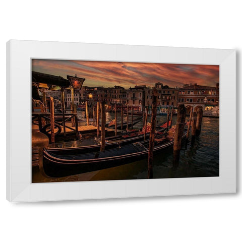A Cozy Night in Venice White Modern Wood Framed Art Print by Andria, Miary