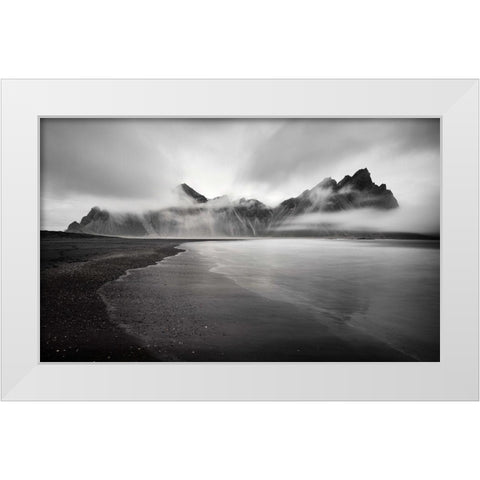 Vestrahorn White Modern Wood Framed Art Print by Engstrom, Erik